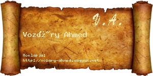 Vozáry Ahmed névjegykártya